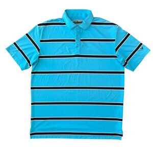 Callaway Polo Shirt Mens Size Large Opti Dri Golf Top Short Sleeve Blue Striped